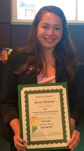 Jessica Sandoval, a summer intern with the Lorain County Chapter, displays her Leadership Lorain certificate.